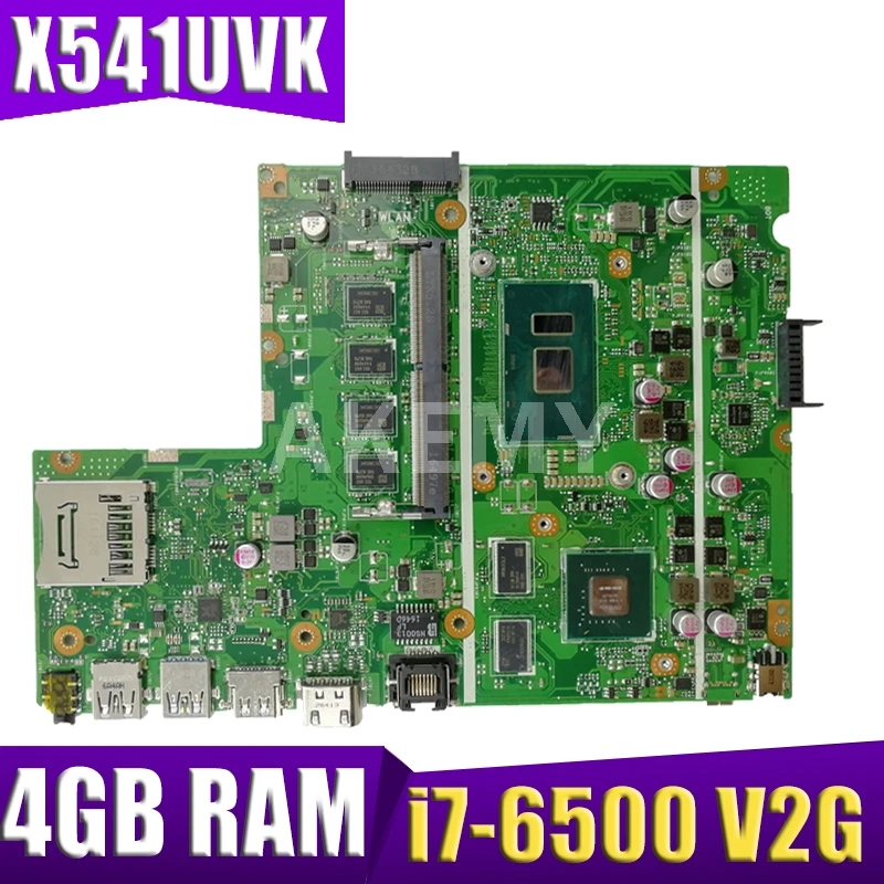 

Akemy X541UVK motherboard mainboard For Asus X541UVK X541UJ X541UV X541U F541U R541U laptop motherboard i7-6500U CPU 4GB RAM V2G