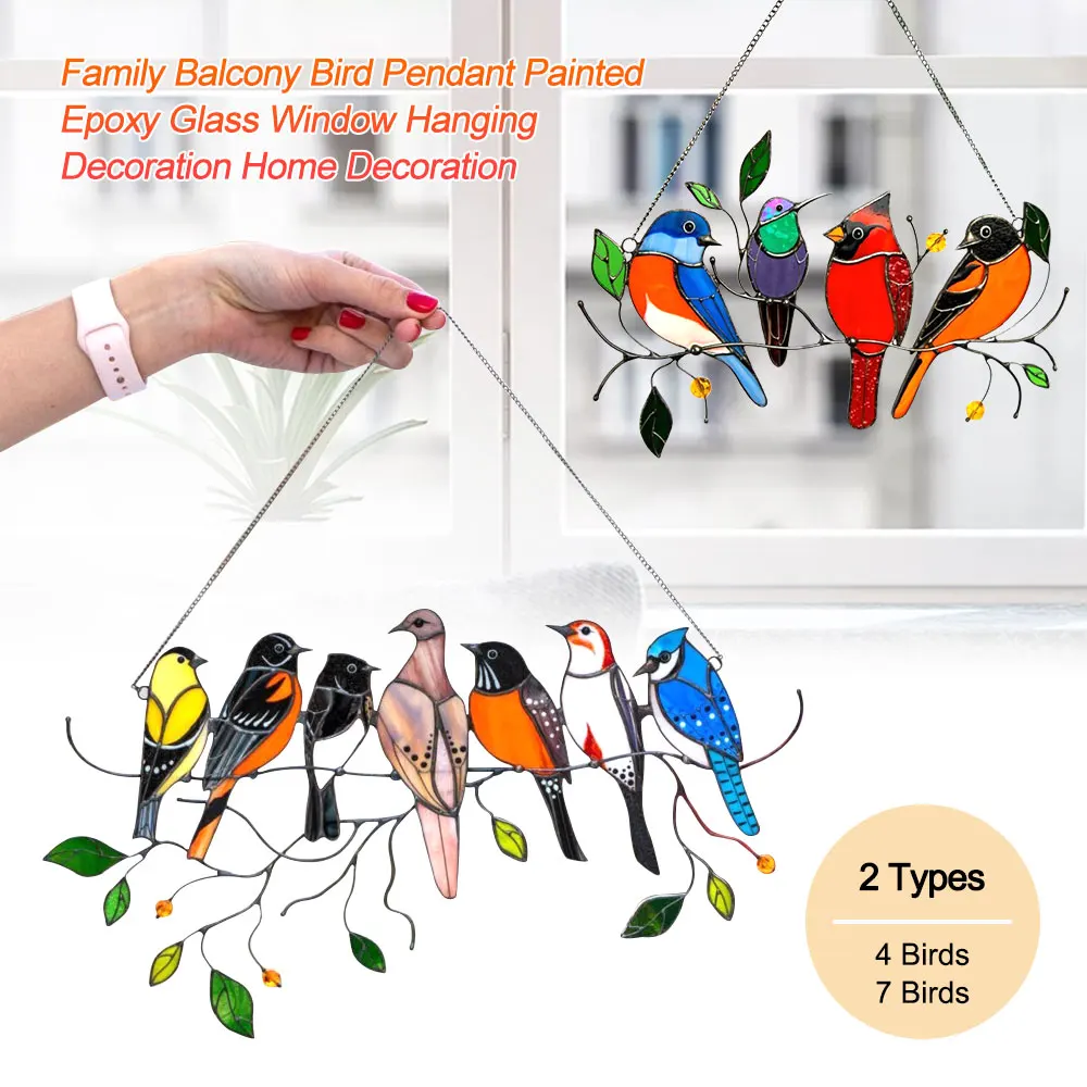 4 birds/7 birds Family Balcony Bird Pendant Painted Epoxy Glass Window Ornaments Home Garden Decoration
4 birds/7 birds Family Balcony Bird Pendant Painted Epoxy Glass Window Ornaments Home Garden Decoration