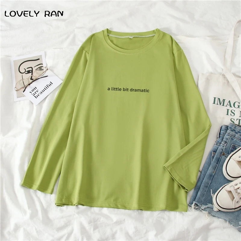 Letter Printed Dramatic Women's O-Neck T-Shirt Long Sleeve Fashion Casual Couples Top Elastic Spring Summer Simple Streetwear
Letter Printed Dramatic Women's O-Neck T-Shirt Long Sleeve Fashion Casual Couples Top Elastic Spring Summer Simple Streetwear