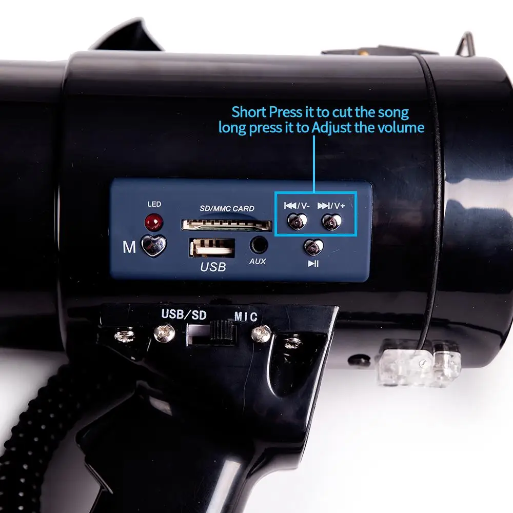 50 Watt Power Portable Megaphone Speaker Bullhorn Voice and Siren Alarm Modes with Volume Control and Strap
50 Watt Power Portable Megaphone Speaker Bullhorn Voice and Siren Alarm Modes with Volume Control and Strap