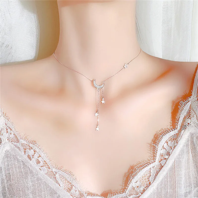Chic Crystal Zircon Star Moon Pendant Necklaces Fine Fashion Silver Color Clavicle Chain Necklace Collares Women Party Jewelry
Chic Crystal Zircon Star Moon Pendant Necklaces Fine Fashion Silver Color Clavicle Chain Necklace Collares Women Party Jewelry
