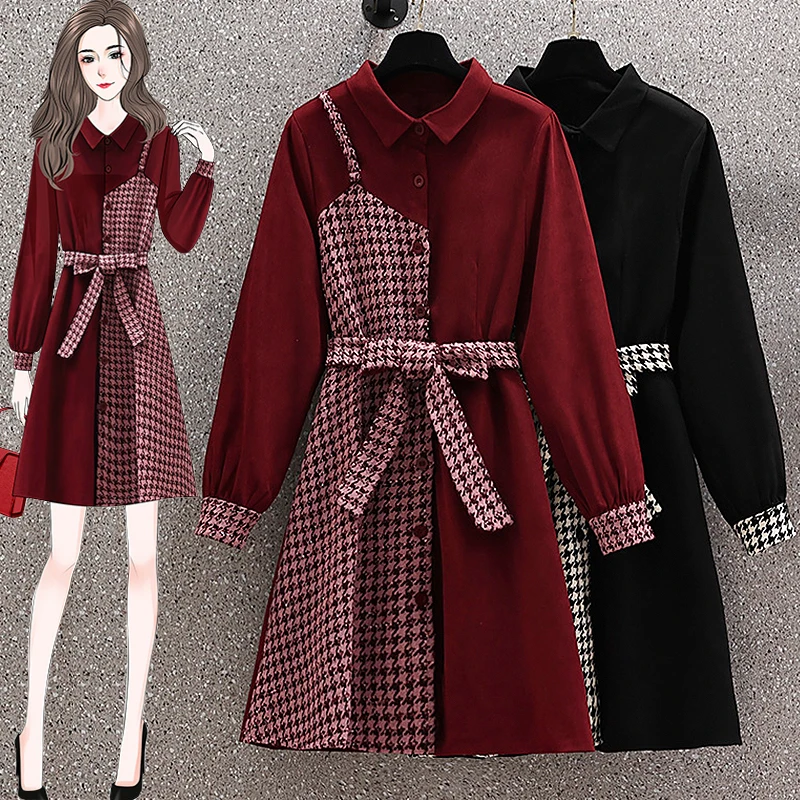 2021 New Fashion Women Tweed Plaid Patchwork Shirt Dress Plus Size Autumn Winter Single Breasted Ladies Lace Up Belt Dress S-4XL
2021 New Fashion Women Tweed Plaid Patchwork Shirt Dress Plus Size Autumn Winter Single Breasted Ladies Lace Up Belt Dress S-4XL