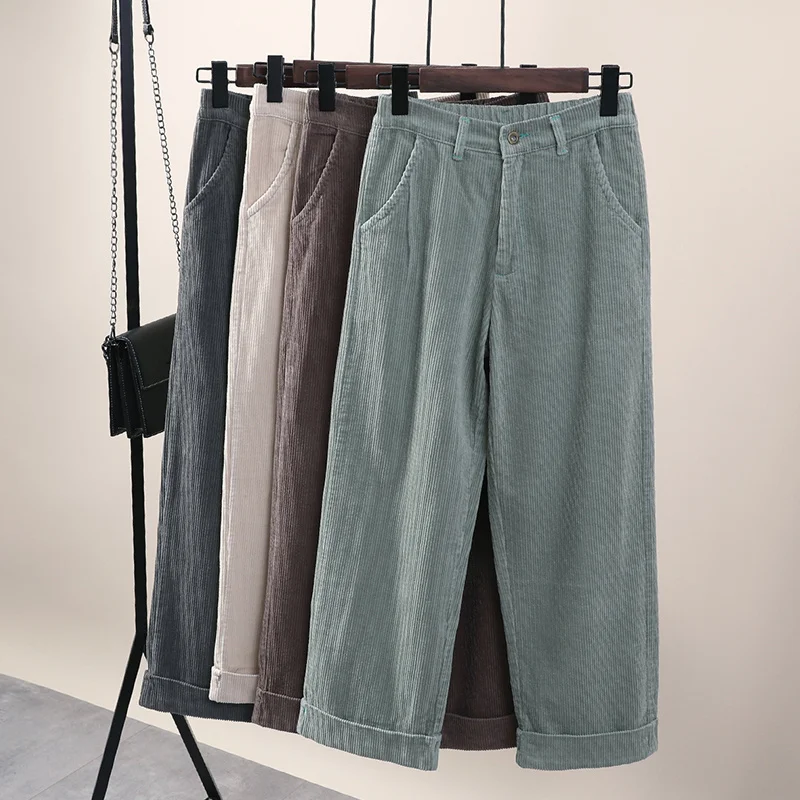 Solid Color Loose Wide-Leg Pants Women's Cropped Pants Spring New Curling Corduroy Casual Pants High Waist Wide-Leg Straight-Leg
Solid Color Loose Wide-Leg Pants Women's Cropped Pants Spring New Curling Corduroy Casual Pants High Waist Wide-Leg Straight-Leg