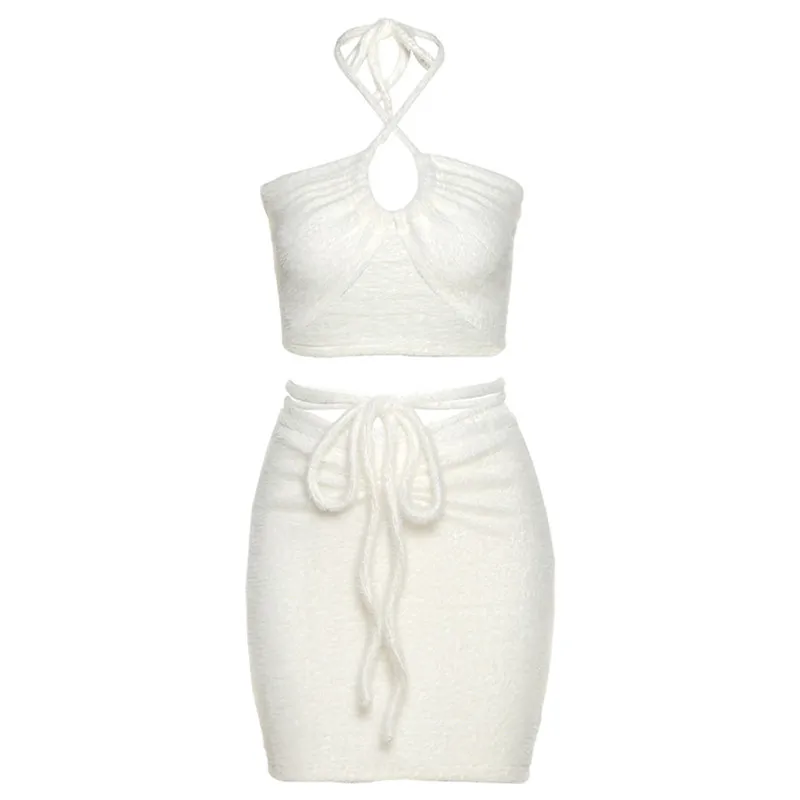 hirigin Summer Women's Sexy Halter Bandage Club Street 2Pieces Set 2021 Solid Color Slim Camisole + High Waist Skirt Suits
hirigin Summer Women's Sexy Halter Bandage Club Street 2Pieces Set 2021 Solid Color Slim Camisole + High Waist Skirt Suits