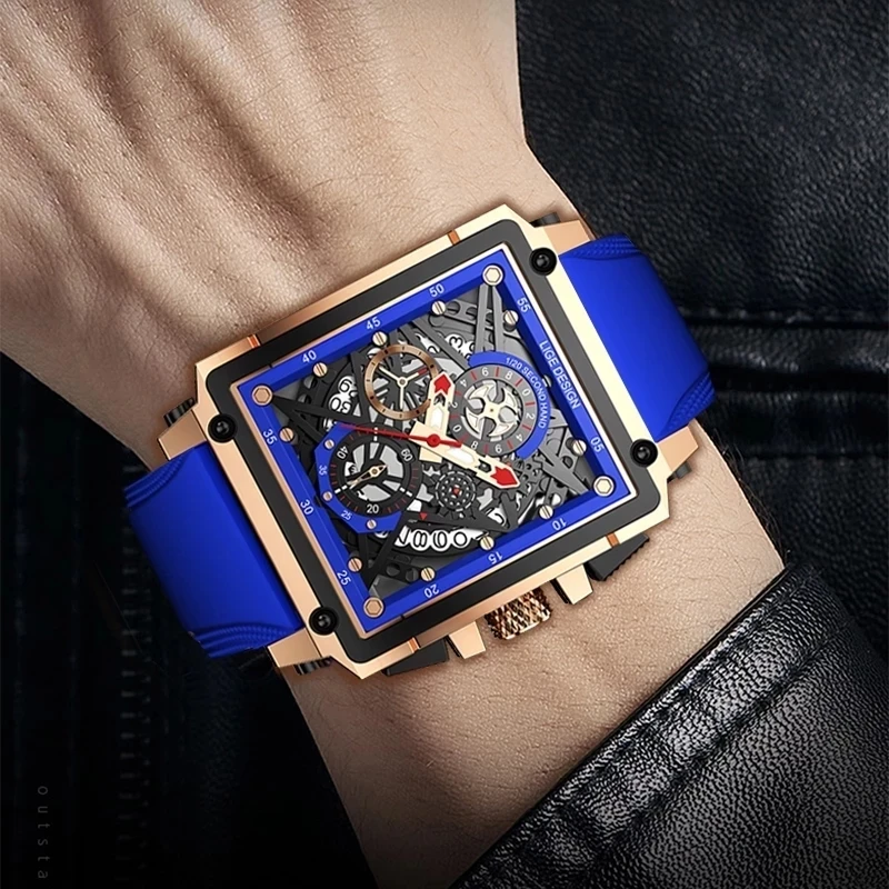 LIGE Men's Silicone Strap Creative Square Army Chronograph Quartz Wrist Watch Sports Watches Men Clock Male Relogios Masculinos
LIGE Men's Silicone Strap Creative Square Army Chronograph Quartz Wrist Watch Sports Watches Men Clock Male Relogios Masculinos