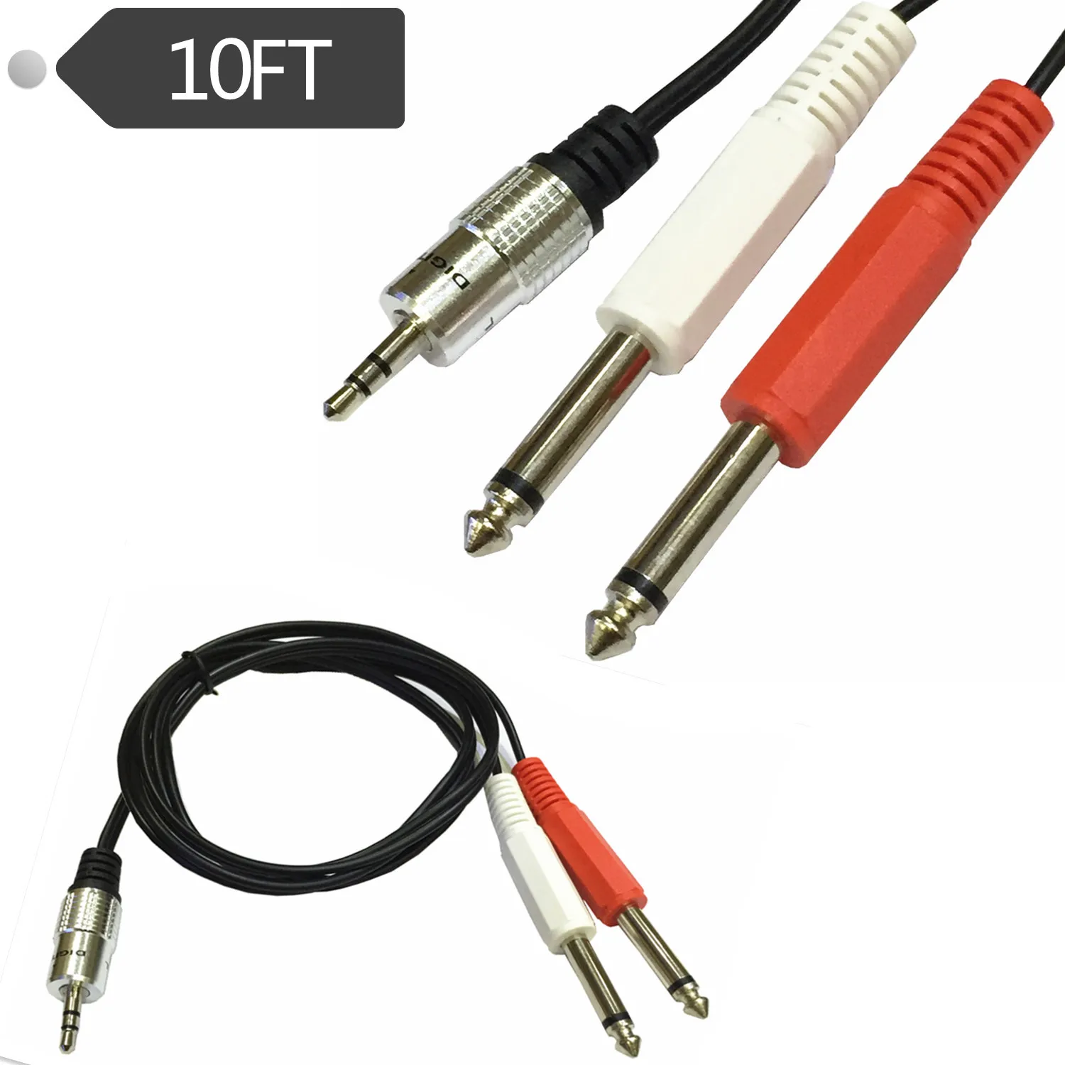 Стерео 1/8 "от TRS до Dual 1/4" TS Neutrik REAN коннектор 10 футов|Компьютерные кабели и