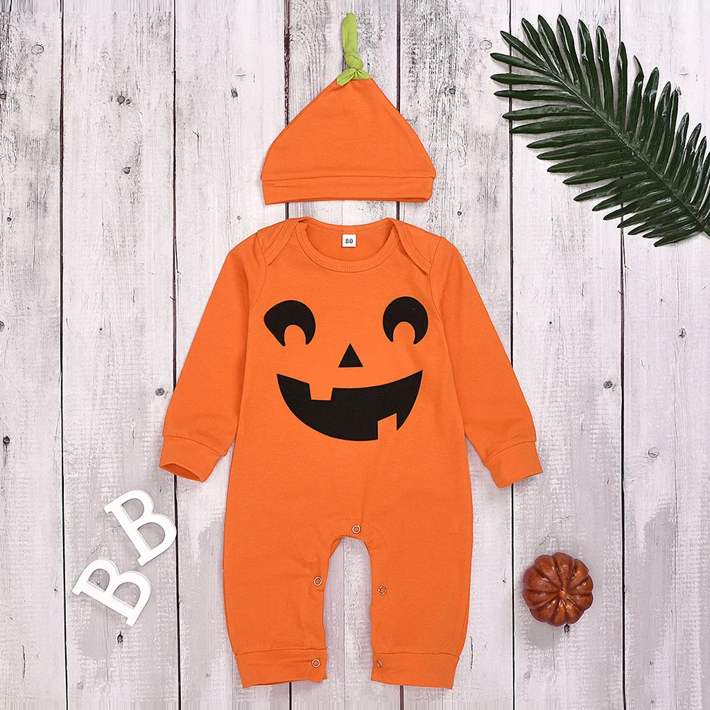 Halloween Long Sleeve Pumpkin Print Romper Hat Set Toddler Baby Clothes Girls Boys Jumpsuit Playsuit Outfits детская одежда Y4
Halloween Long Sleeve Pumpkin Print Romper Hat Set Toddler Baby Clothes Girls Boys Jumpsuit Playsuit Outfits детская одежда Y4