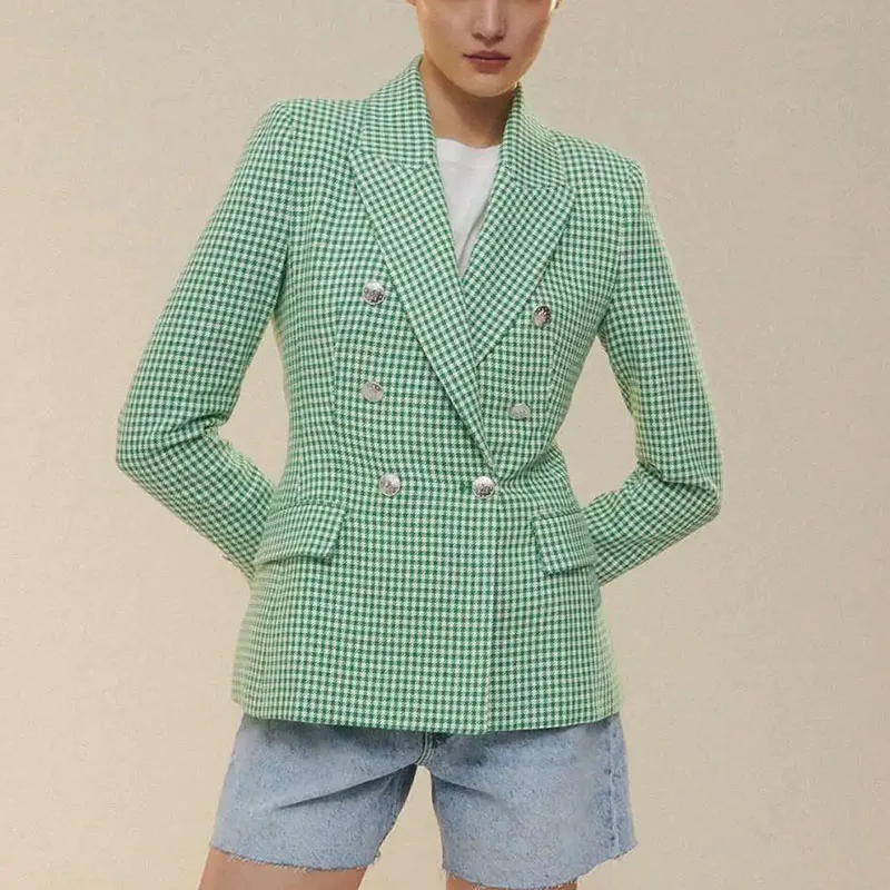 New Women Vintage green white Plaid Print Casual Blazer Office Lady Retro long sleeve outwear suits chic leisure coat
New Women Vintage green white Plaid Print Casual Blazer Office Lady Retro long sleeve outwear suits chic leisure coat