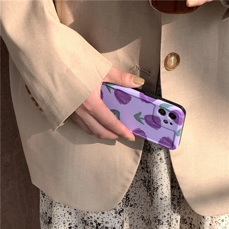 Purple Tulip Flowers Phone Case For iPhone 12 11 Pro Max Xr X Xs Max 7 8 Puls SE 2020 Cases Matte Soft IMD Silicone Cover
Purple Tulip Flowers Phone Case For iPhone 12 11 Pro Max Xr X Xs Max 7 8 Puls SE 2020 Cases Matte Soft IMD Silicone Cover