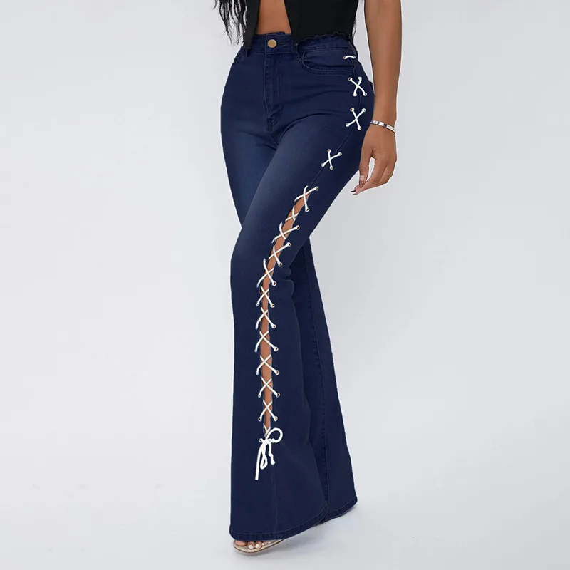 Famaker Sexy Bandage Flared Jeans Women Plus Size High Waisted Denim Pants Wide Leg Casual Streetwear Y2K Mom Trousers Traf
Famaker Sexy Bandage Flared Jeans Women Plus Size High Waisted Denim Pants Wide Leg Casual Streetwear Y2K Mom Trousers Traf