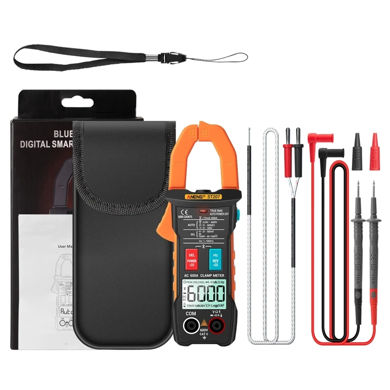 ST207 Bluetooth Digital Clamp Meter 6000 Counts DC/AC True RMS Multimeter Hz Ohm K9FA
ST207 Bluetooth Digital Clamp Meter 6000 Counts DC/AC True RMS Multimeter Hz Ohm K9FA
