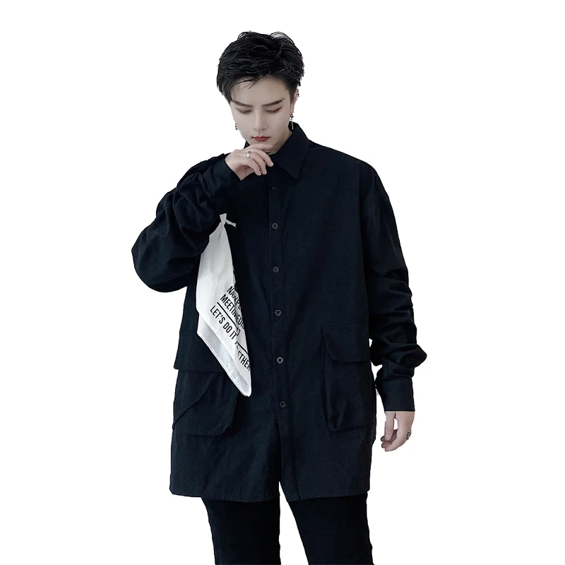 Male Streetwear Hip Hop Function Harajuku Black Shirts Men Removable Square Scarf Long Sleeve Casual Shirt
Male Streetwear Hip Hop Function Harajuku Black Shirts Men Removable Square Scarf Long Sleeve Casual Shirt