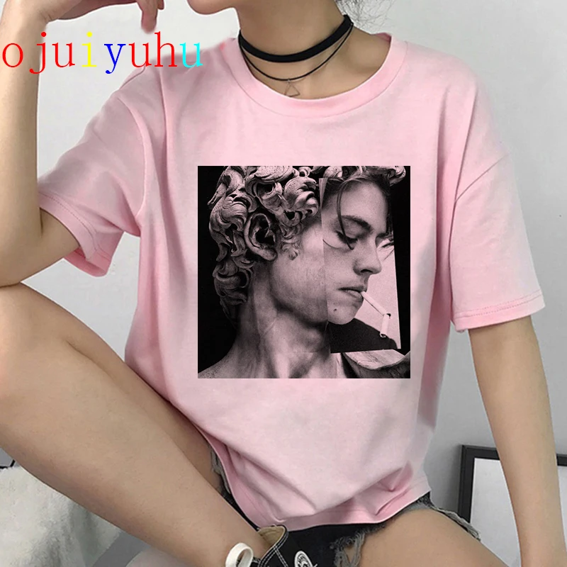 Michelangelo David Эстетическая Harajuku футболка женская Ullzang забавная мультяшная гранж