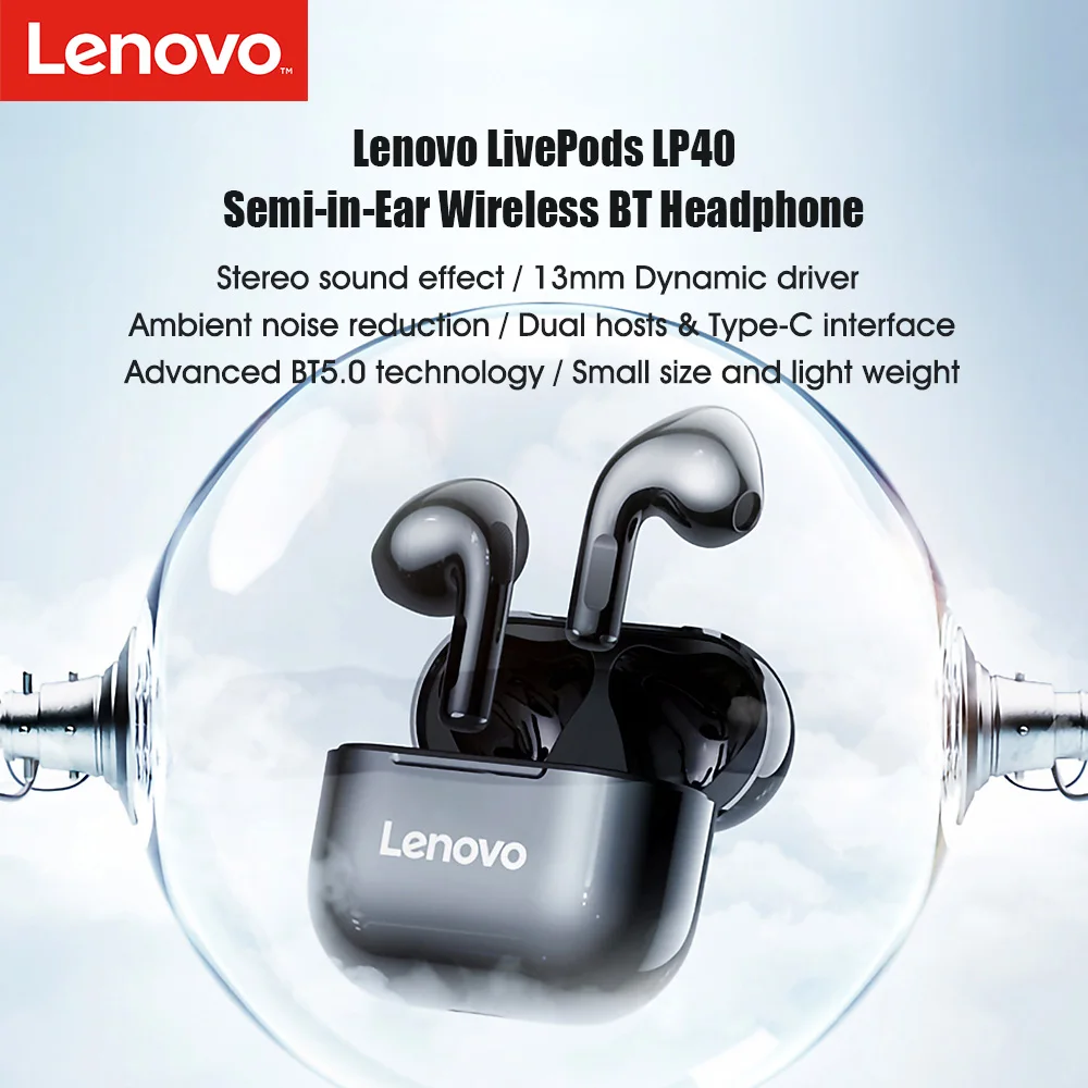 Беспроводные стереонаушники Lenovo LivePods LP40, BT, Спортивная гарнитура с сенсорным управлением, стереонаушники для телефона Android
Беспроводные стереонаушники Lenovo LivePods LP40, BT, Спортивная гарнитура с сенсорным управлением, стереонаушники для телефона Android