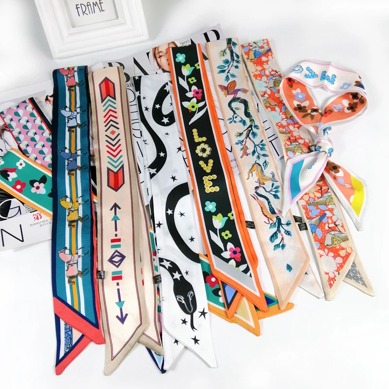 2019 beautiful Print Luxury Bag Strap Scarf Women Silk Scarf Fashion Head Scarf Headwear Long Scarves Bag Accessories Ribbon
2019 beautiful Print Luxury Bag Strap Scarf Women Silk Scarf Fashion Head Scarf Headwear Long Scarves Bag Accessories Ribbon