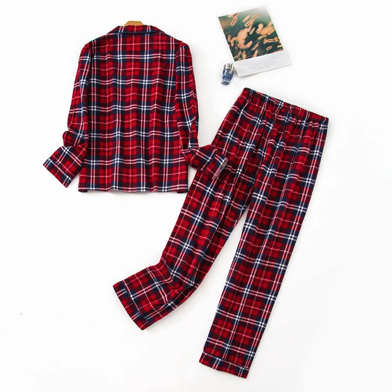 Women's Pajamas Set Cotton Plaid Print Elastic Waist Shirt and Pants Sets Homewear Female Spring Autumn Casual Ladies Sleepwear
Women's Pajamas Set Cotton Plaid Print Elastic Waist Shirt and Pants Sets Homewear Female Spring Autumn Casual Ladies Sleepwear