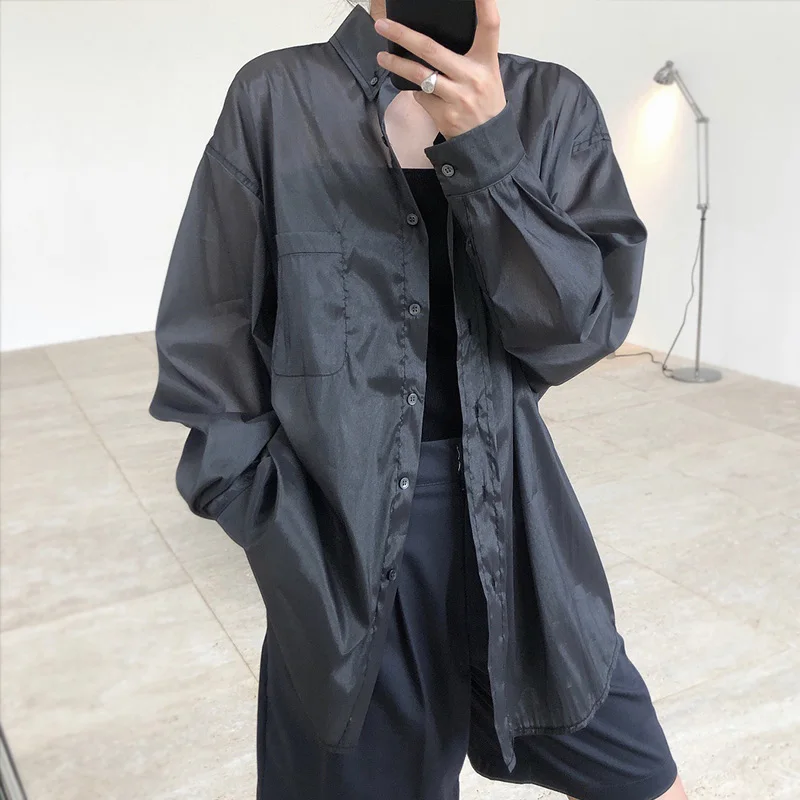 Women Loose Rayon Silky Transparent Long Blouse Comfortable Casual Thin White Long Sleeve Shirts 2020 Summer Autumn New Fashion
Women Loose Rayon Silky Transparent Long Blouse Comfortable Casual Thin White Long Sleeve Shirts 2020 Summer Autumn New Fashion