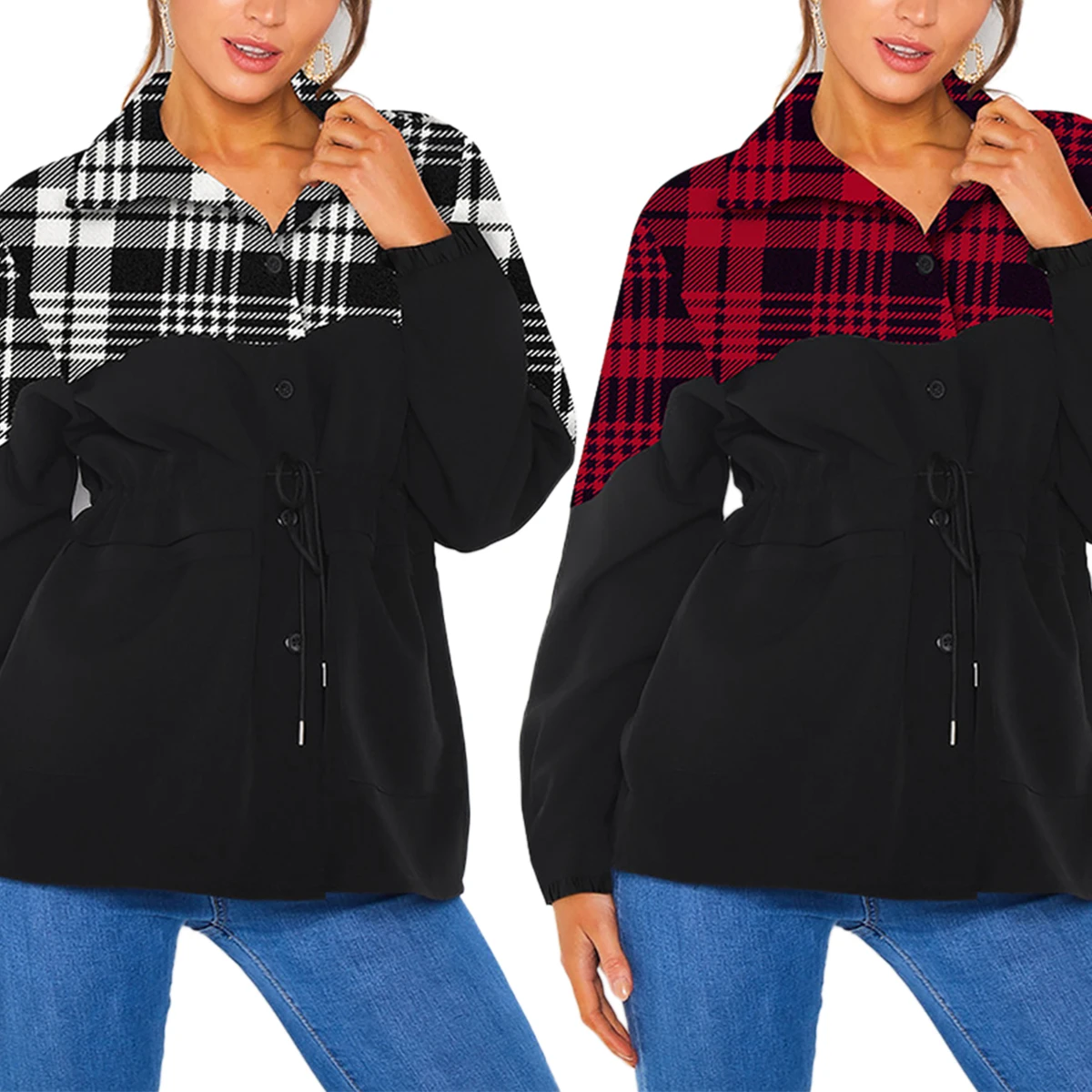 2020 Ladies' Autumn, Casual Long Sleeves, Lapel Collar, Fashion Plaid Irregular Stitching, Button Jacket
2020 Ladies' Autumn, Casual Long Sleeves, Lapel Collar, Fashion Plaid Irregular Stitching, Button Jacket