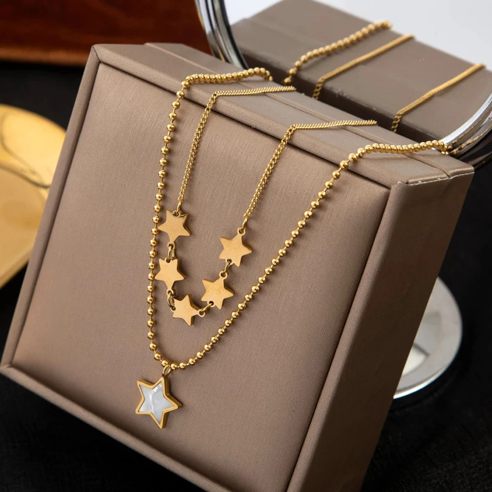 Ms Fashion Contracted Stars The Moon Double Necklace Pendant, Temperament Elegant Collarbone Chain Party Jewelry Gifts
Ms Fashion Contracted Stars The Moon Double Necklace Pendant, Temperament Elegant Collarbone Chain Party Jewelry Gifts