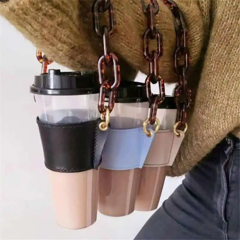 Fashional PU Leather Cup Holder Portable Glass Bottle Leather Cover Eco-friendly Coffee Cup Bag Detachable Chain Bottle Cover
Fashional PU Leather Cup Holder Portable Glass Bottle Leather Cover Eco-friendly Coffee Cup Bag Detachable Chain Bottle Cover