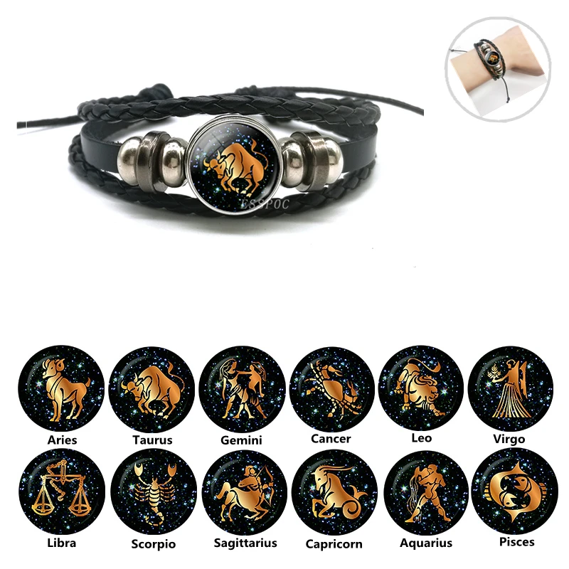 12Constellation Woven Leather Bracelet Fashion Men And Women Zodiac Bracelet Jewelry Black Punk Bracelet Birthday Gift Wholesale
12Constellation Woven Leather Bracelet Fashion Men And Women Zodiac Bracelet Jewelry Black Punk Bracelet Birthday Gift Wholesale