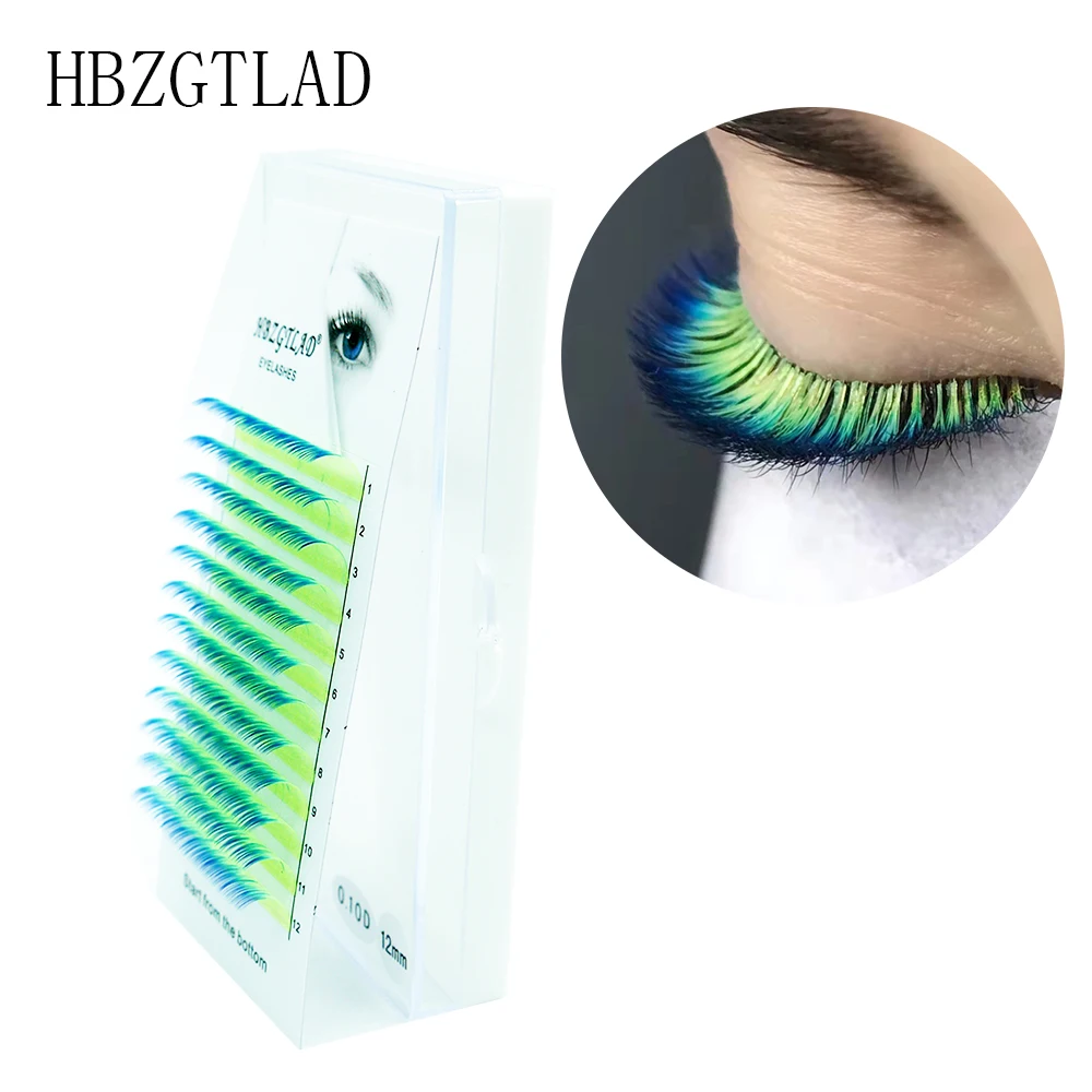 

HBZGTLAD Brand New C/D Curl 0.07/0.1mm 8-15mm False lashes Yellow+Blue Eyelash individual colored lashes Faux Eyelash Extensions