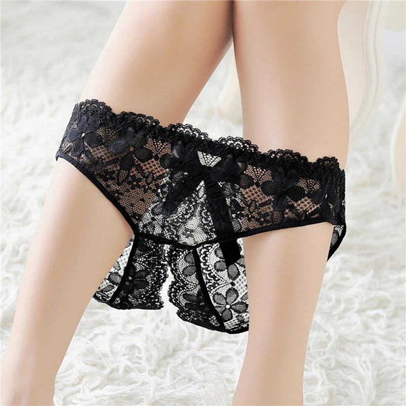 New Women's Sexy Lingerie Floral Open Crotch Underwear Lady's Crotchless Lace Black Panties With Bow
New Women's Sexy Lingerie Floral Open Crotch Underwear Lady's Crotchless Lace Black Panties With Bow