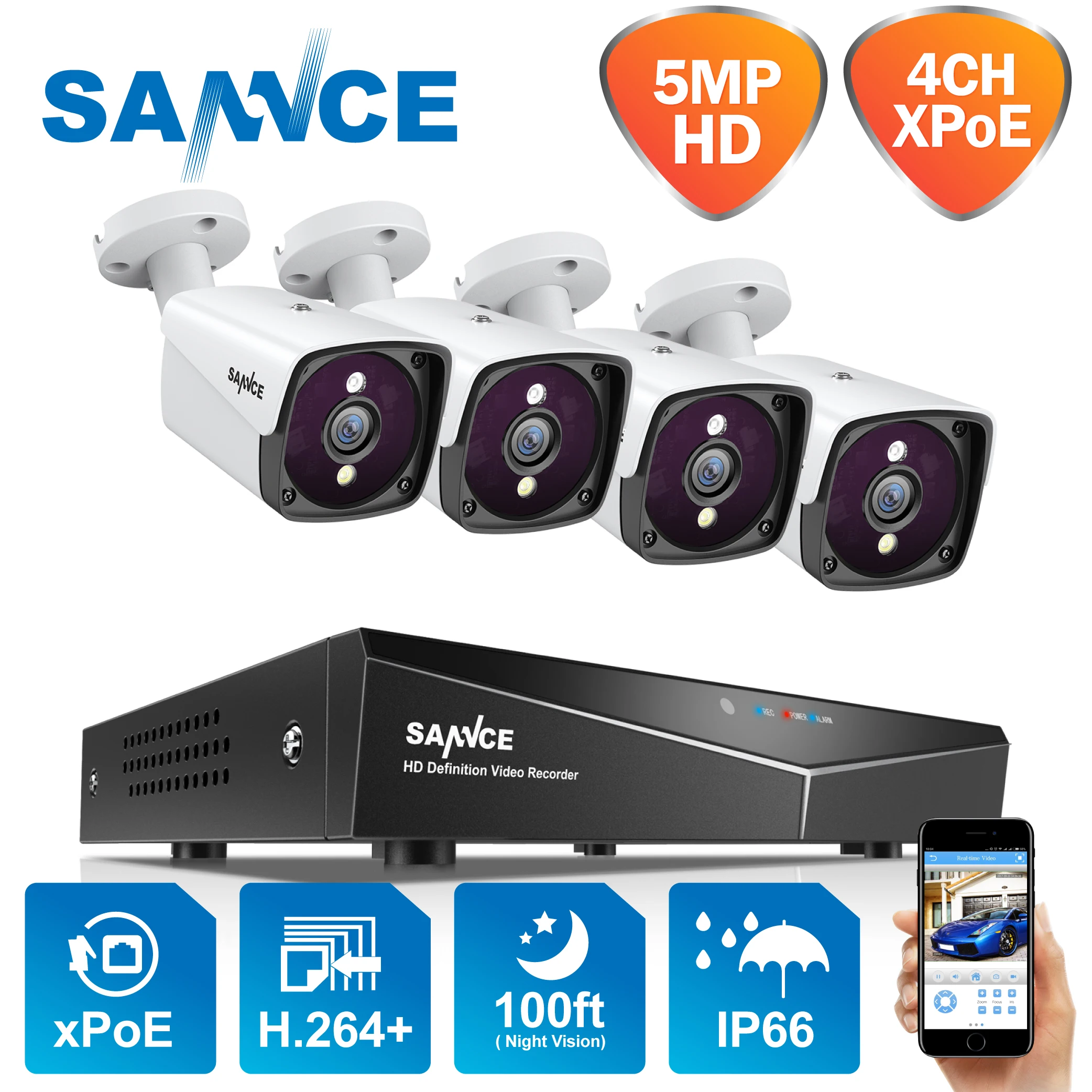 4CH 5MP POE Video Security System 5MP Outdoor Weatherproof Infrared Night Vision IP Camera Wireless Surveillance CCTV Kit
4CH 5MP POE Video Security System 5MP Outdoor Weatherproof Infrared Night Vision IP Camera Wireless Surveillance CCTV Kit