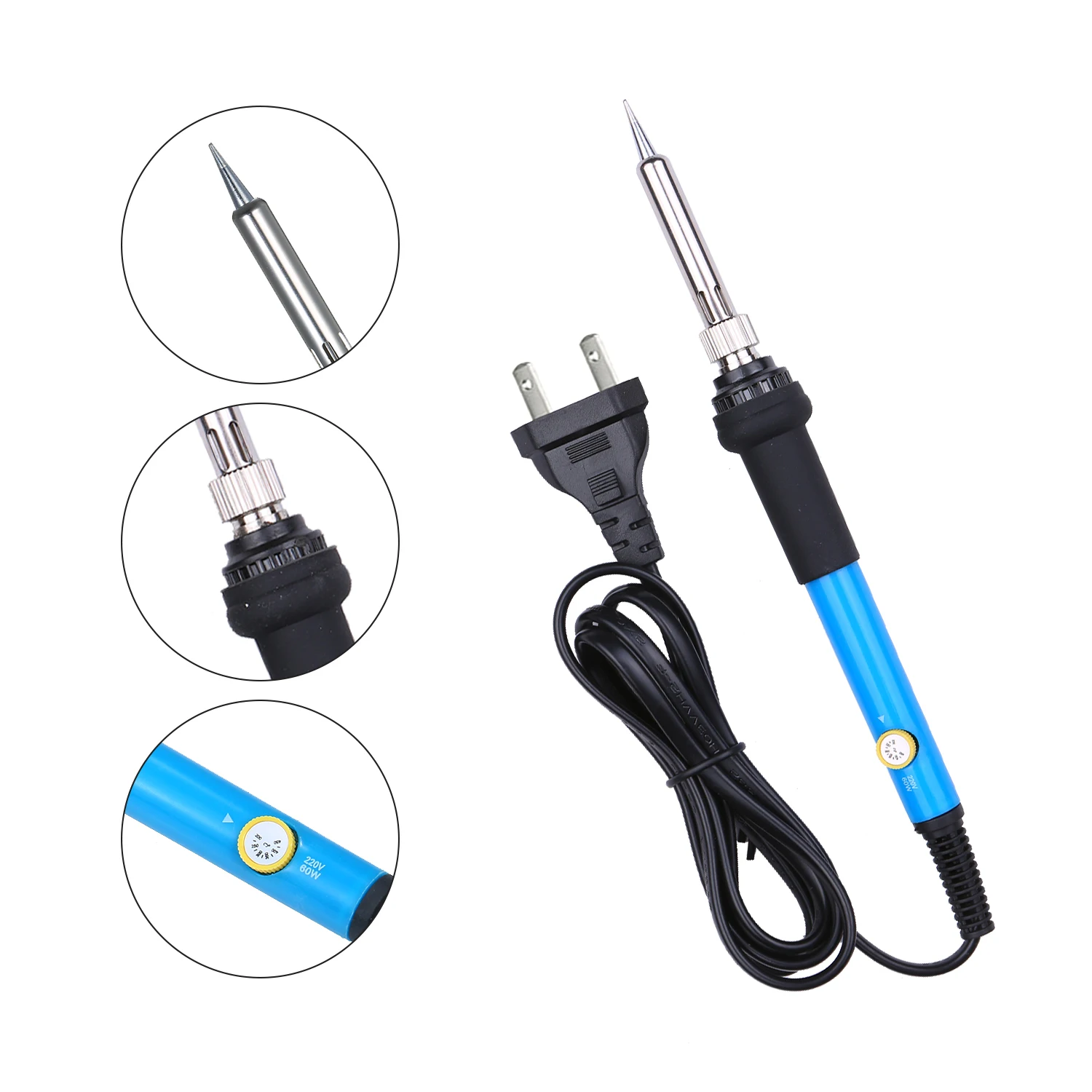 Electric Soldering Iron Kit 60W Adjustable Temperature Welding Tool with 5 Piece Solder Iron Tips Portable PU Heat-insulated
Electric Soldering Iron Kit 60W Adjustable Temperature Welding Tool with 5 Piece Solder Iron Tips Portable PU Heat-insulated