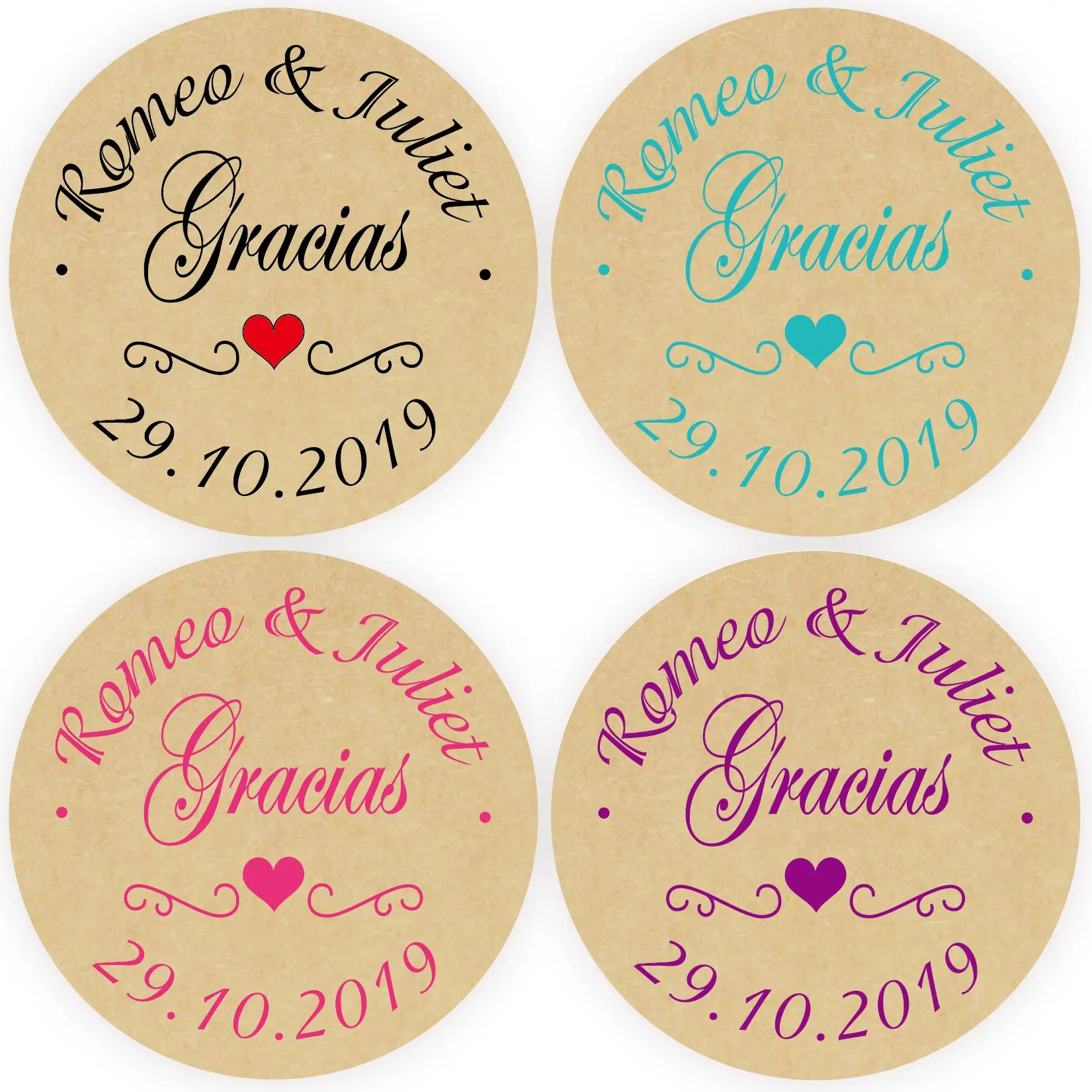 DouxArt 100 Pieces Personalized Wedding Stickers Gracias with Heart - 40mm Kraft Marriage Communion Decorations Labels Seals
DouxArt 100 Pieces Personalized Wedding Stickers Gracias with Heart - 40mm Kraft Marriage Communion Decorations Labels Seals