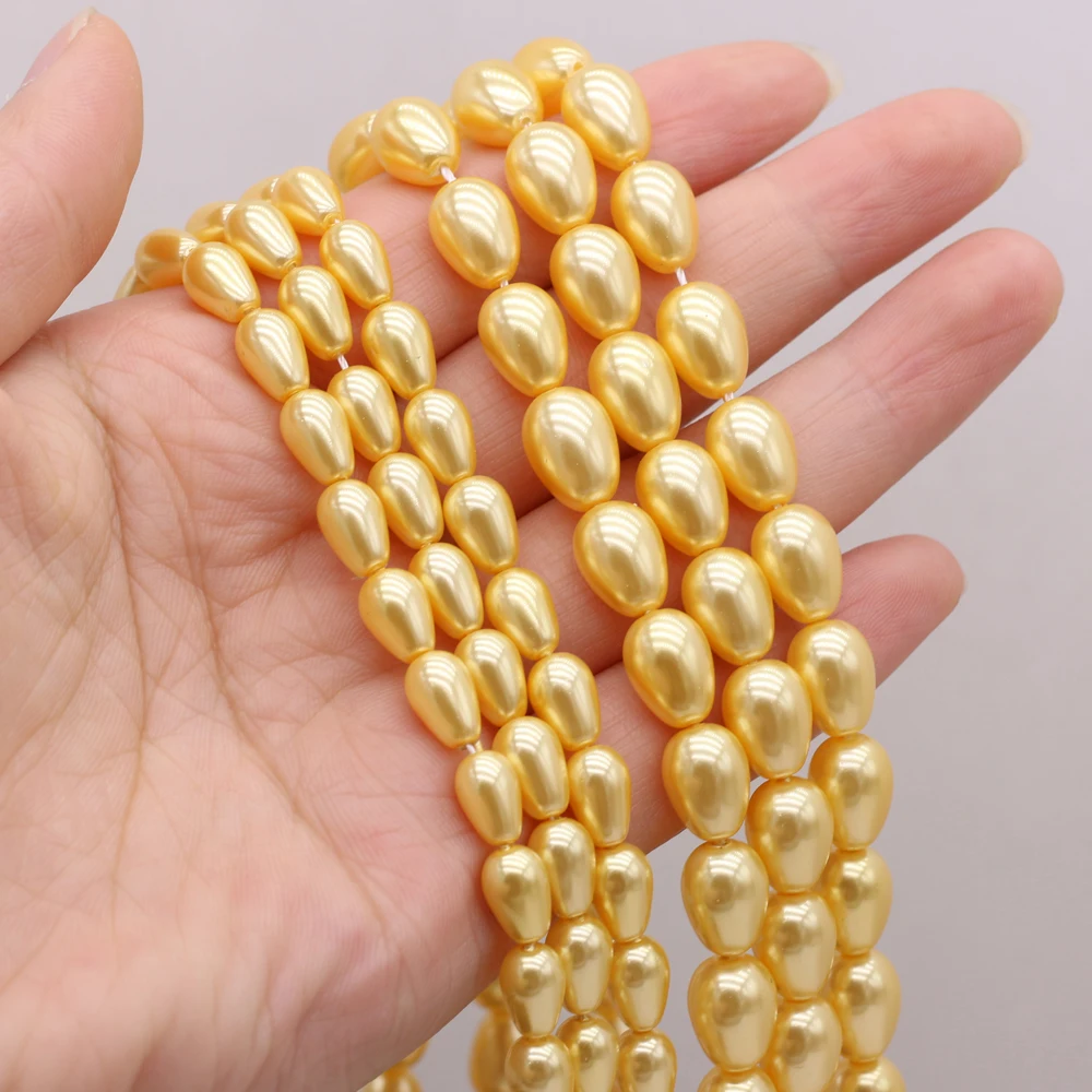 Natural Pearl Beaded Round Water Drop Shape Fashion Glamour Lady Yellow Shell Beads For Jewelry Making Necklace Bracelet 11x13mm
Natural Pearl Beaded Round Water Drop Shape Fashion Glamour Lady Yellow Shell Beads For Jewelry Making Necklace Bracelet 11x13mm