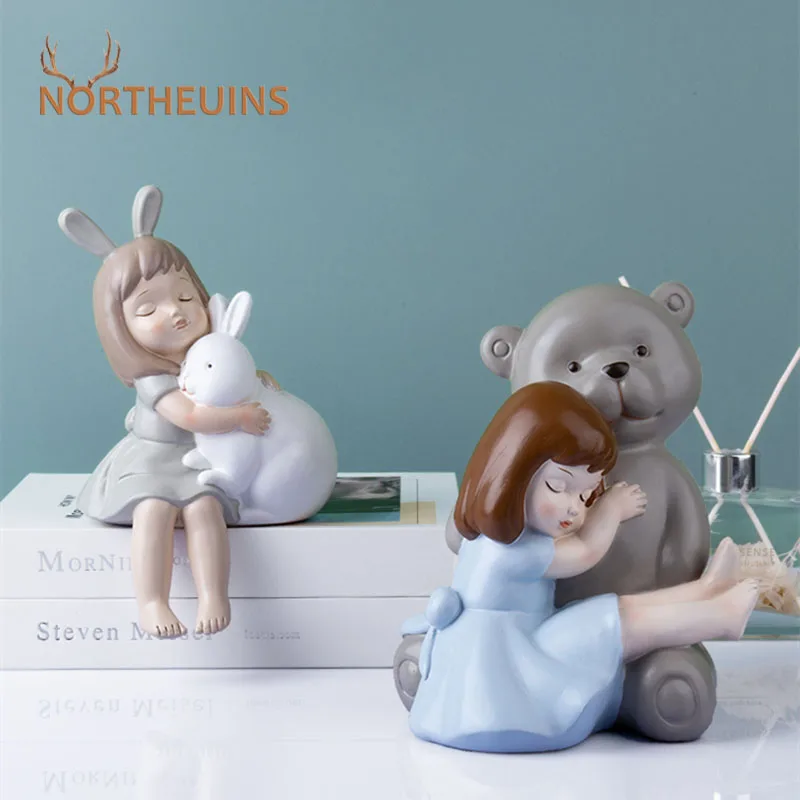 NORTHEUINS Resin Girl And Bear Bunny Bear Rabbit Figurines Creative Nordic Animal Sculpture For Interior Home Living Room Decor
NORTHEUINS Resin Girl And Bear Bunny Bear Rabbit Figurines Creative Nordic Animal Sculpture For Interior Home Living Room Decor