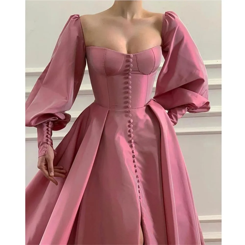 HONGFUYU High Split Taffeta Formal Evening Dresses Long Puffed Sleeves A-line vestido de fiesta Prom Party Dress with Buttons
HONGFUYU High Split Taffeta Formal Evening Dresses Long Puffed Sleeves A-line vestido de fiesta Prom Party Dress with Buttons