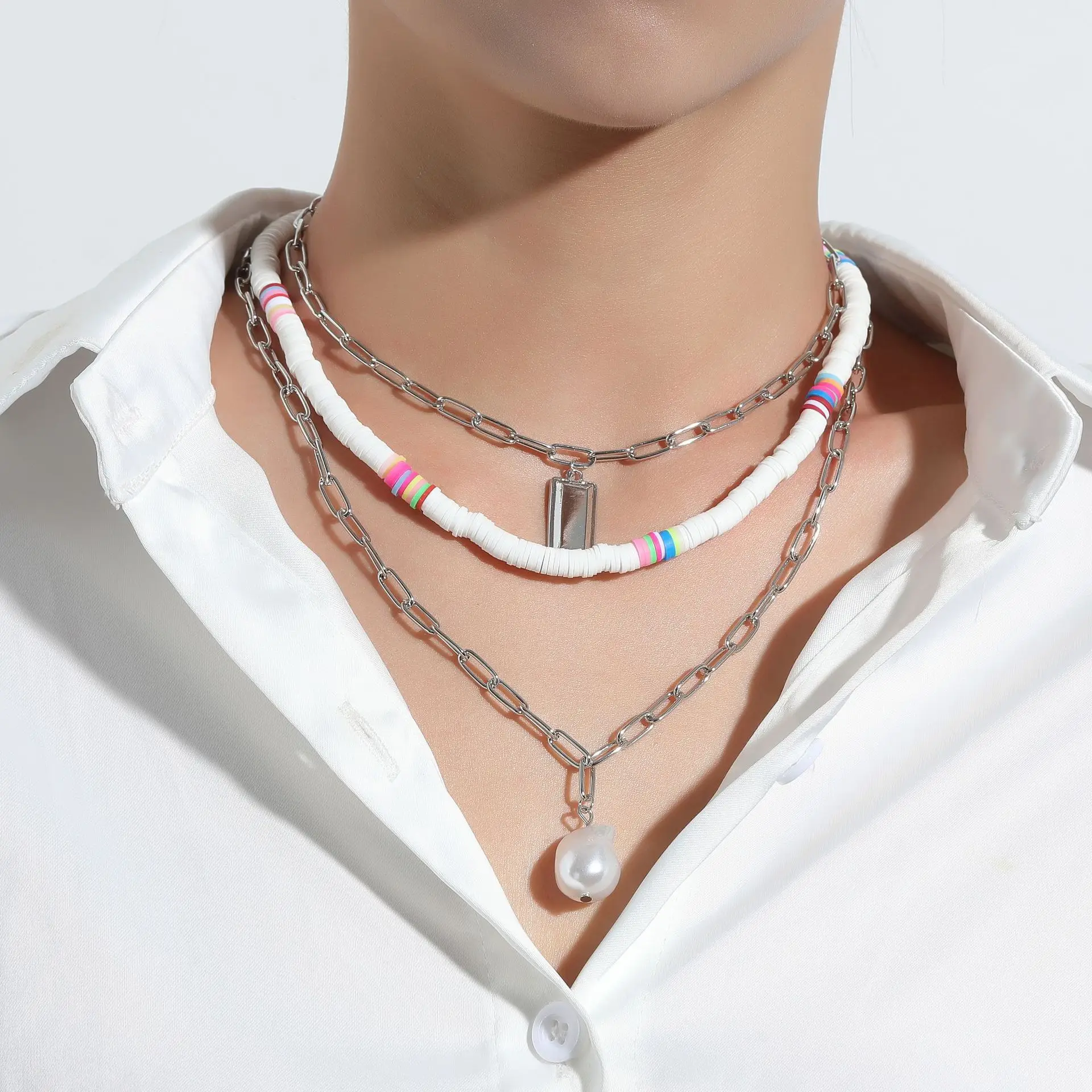 Punk Geometric Square Metal Necklace for Women Fashion Color Soft Ceramic Multilayer Pearl Necklace Women's Jewelry Accessories
Punk Geometric Square Metal Necklace for Women Fashion Color Soft Ceramic Multilayer Pearl Necklace Women's Jewelry Accessories