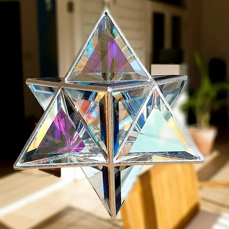 

Star Tetrahedron Sun Catcher Clear Suncatcher Acrylic Hanging Ornament Home Coffee Shop Windows Decoration sale