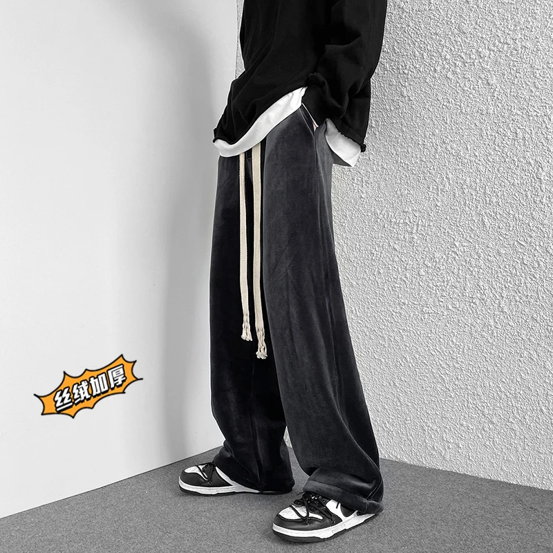 Plus Size Velour Mens Long Trousers Winter Fashion Casual Thick Wide Leg Pants Men Streetwear Loose Straight Drawstring Pants
Plus Size Velour Mens Long Trousers Winter Fashion Casual Thick Wide Leg Pants Men Streetwear Loose Straight Drawstring Pants