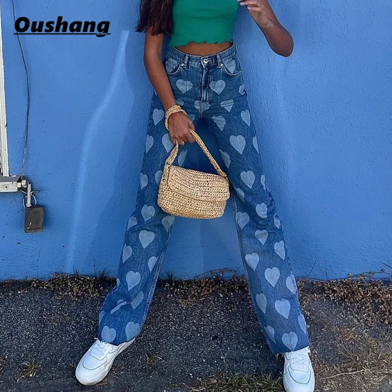 Y2K Street Jeans Women High Waist Heart Print Kawaii Straight Pants 2021 Summer Fall Fashion Outfits Loose Denim Pants Trousers
Y2K Street Jeans Women High Waist Heart Print Kawaii Straight Pants 2021 Summer Fall Fashion Outfits Loose Denim Pants Trousers