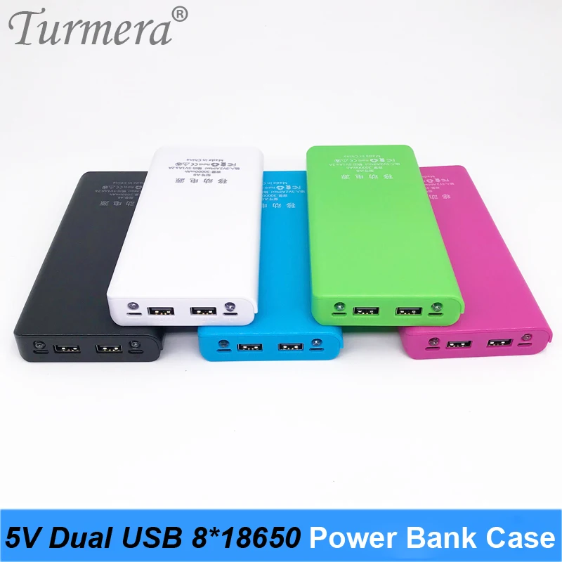 Батарея коробка 5V 8*18650 Мощность мобильные аккумуляторы Dual USB мобильный телефон