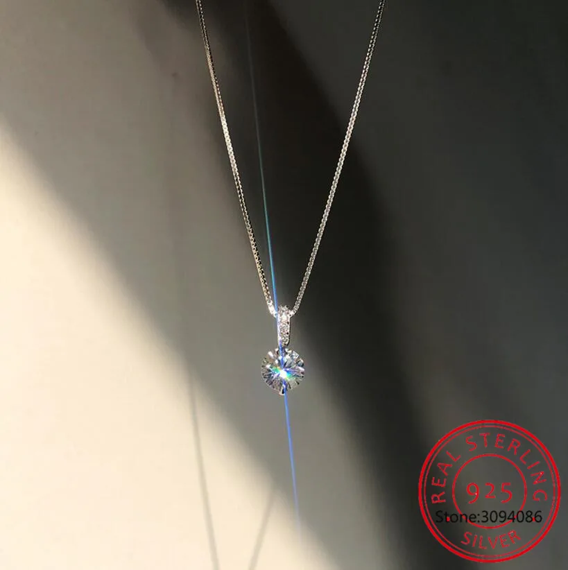 925 Sterling Silver Geometric Drop Necklace Clavicle Chain Women Fine Jewelry Shine Zircon Pendant
925 Sterling Silver Geometric Drop Necklace Clavicle Chain Women Fine Jewelry Shine Zircon Pendant