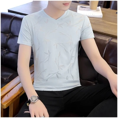 han Men's short-sleeved T-shirt V-neck trendy summer fashion trendy brand men's casual loose half-sleeved slim top
han Men's short-sleeved T-shirt V-neck trendy summer fashion trendy brand men's casual loose half-sleeved slim top