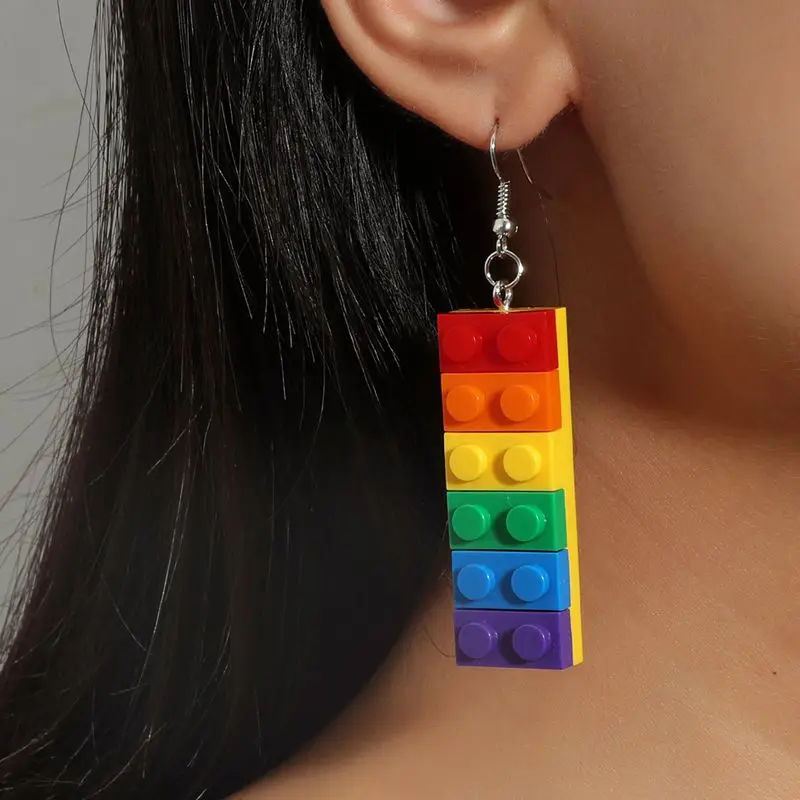 Rainbow Colors Blocks Dangle Earrings Fashion Exaggerated Creative Design Hip Hop Ins Style Drop Earrings Jewelry for Girls
Rainbow Colors Blocks Dangle Earrings Fashion Exaggerated Creative Design Hip Hop Ins Style Drop Earrings Jewelry for Girls