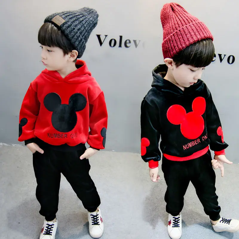 2PCS Disney Mickey Long Sleeve Hooded Sweatshirt+Pant Plus Velvet Double Sided Fleece Sweater Children's Clothing
2PCS Disney Mickey Long Sleeve Hooded Sweatshirt+Pant Plus Velvet Double Sided Fleece Sweater Children's Clothing