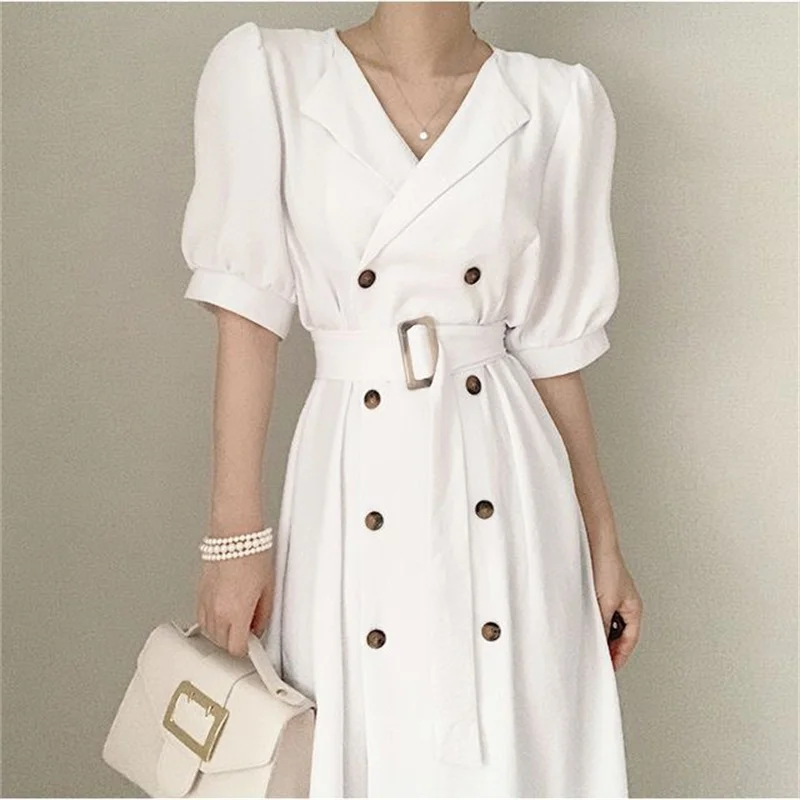 2021 Summer Elegant Fashion Office Ladies Dress One-Piece Korean V-Neck Puffy Sleeve Pure Color Women'S Casual Dress
2021 Summer Elegant Fashion Office Ladies Dress One-Piece Korean V-Neck Puffy Sleeve Pure Color Women'S Casual Dress