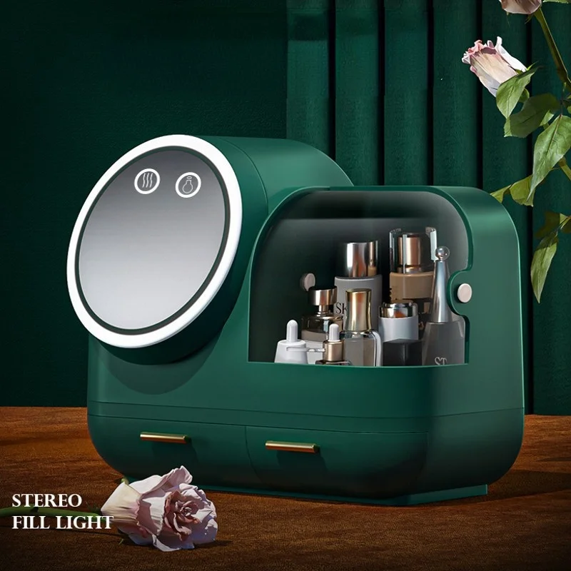 Cosmetic storage box dustproof with mirror integrated desktop large-capacity skin care products dressing table shelf makeup box
Cosmetic storage box dustproof with mirror integrated desktop large-capacity skin care products dressing table shelf makeup box