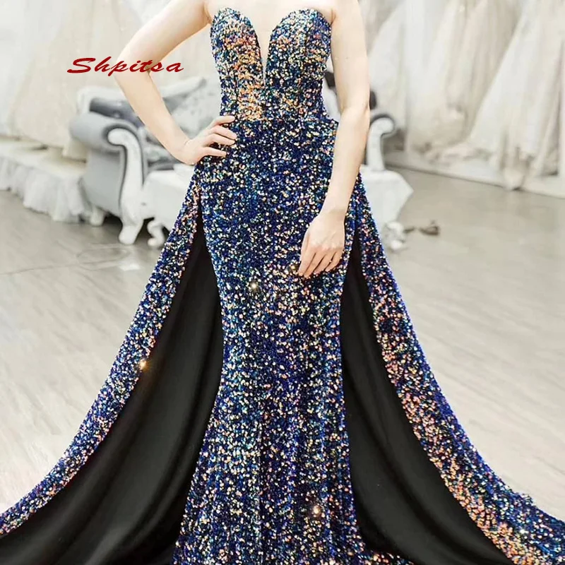 Sexy Long Mermaid Evening Dresses Party Plus Size Ladies Sequin Detachable Train Women Prom Formal Dresses Evening Gown
Sexy Long Mermaid Evening Dresses Party Plus Size Ladies Sequin Detachable Train Women Prom Formal Dresses Evening Gown