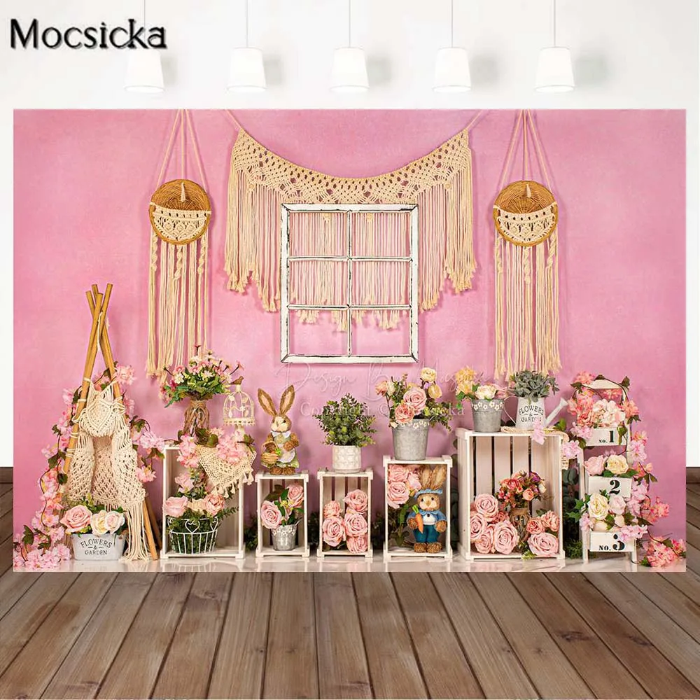 Mocsicka Pink Wall Easter Day Spring Flowers Photography Backdrops Bunny Rabbit Child Baby Portrait Photo Background Photoshoot 
Mocsicka Pink Wall Easter Day Spring Flowers Photography Backdrops Bunny Rabbit Child Baby Portrait Photo Background Photoshoot