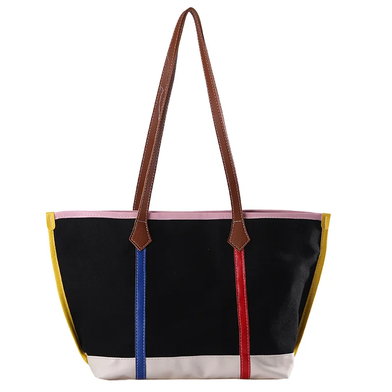 New Canvas Women's Shoulder Bag Trendy Large-capacity Color Matching Shopping Bag Letter Printing Zipper Handbags for Women 2021
New Canvas Women's Shoulder Bag Trendy Large-capacity Color Matching Shopping Bag Letter Printing Zipper Handbags for Women 2021