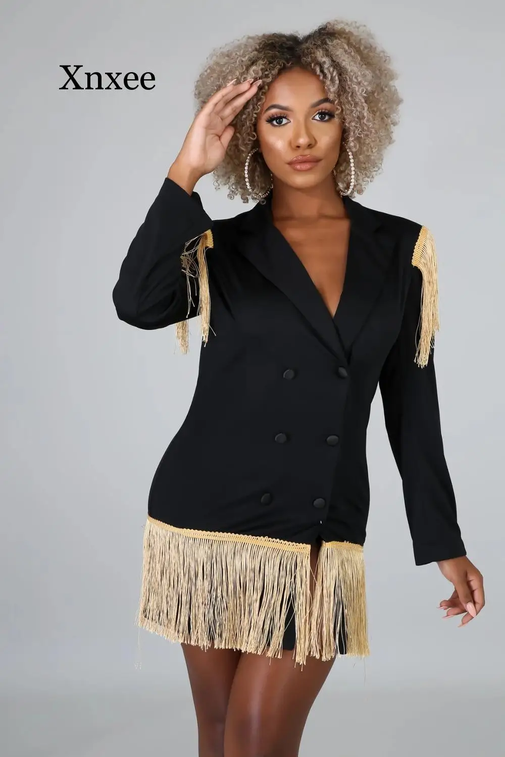 black office mini Dress tassel notched sexy formal gold silver long Solid Tassel Spring Office Lady Mini Dress Vestidos autumn
black office mini Dress tassel notched sexy formal gold silver long Solid Tassel Spring Office Lady Mini Dress Vestidos autumn