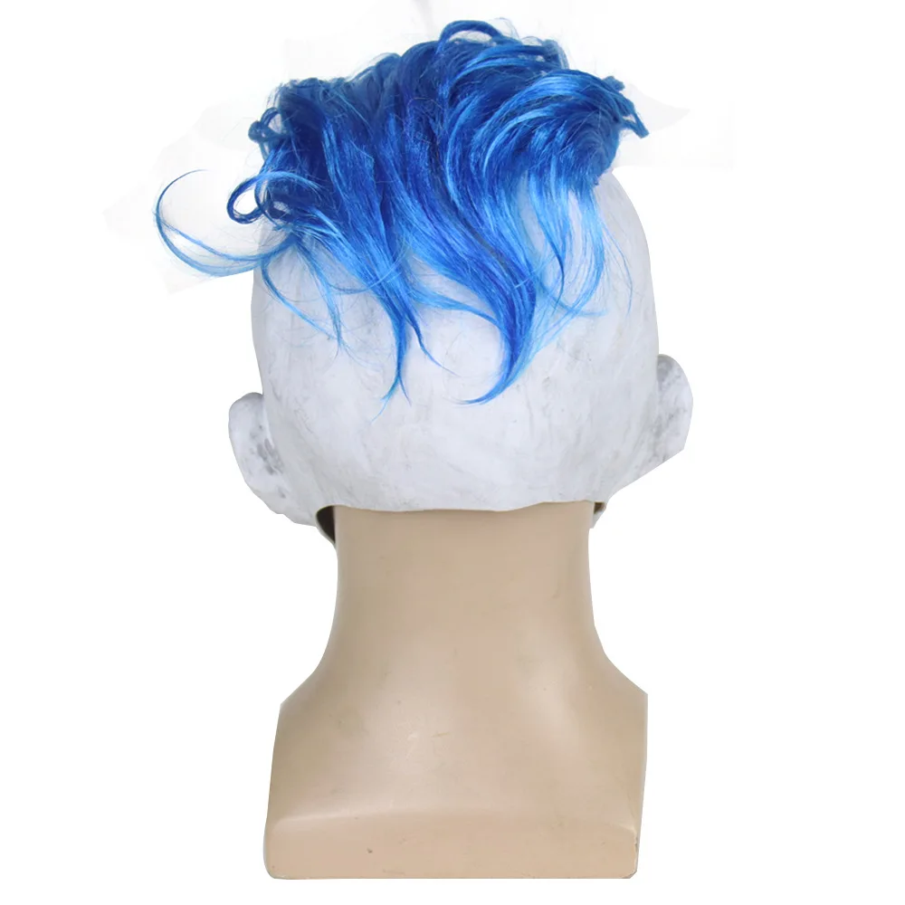 Funny Clown Halloween Mask Halloween Punk Clown Red Eyes Clown Latex Mask Blue Wig Circus Dance Party Makeup Party Cosplay Props
