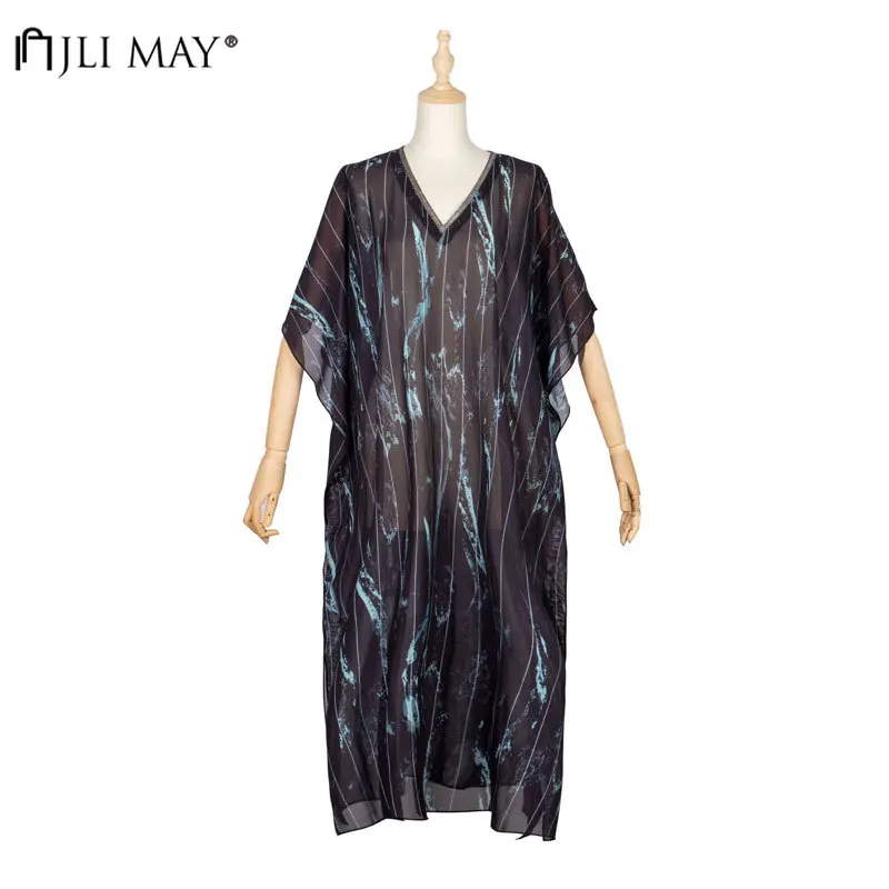 JLI MAY Print Shirts Women Summer Vintage Chiffon V-Neck Half Bat Sleeve Long Loose Casual Beach Blouse Streetwear
JLI MAY Print Shirts Women Summer Vintage Chiffon V-Neck Half Bat Sleeve Long Loose Casual Beach Blouse Streetwear